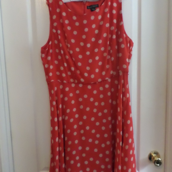 Jessica Howard Dresses & Skirts - Women's Plus Size Dress, 16W, Jessica Howard Midi, Coral and White Polka Dot
